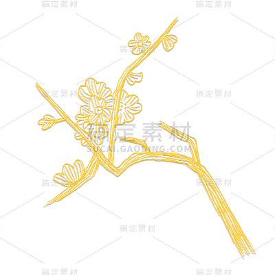 刺绣风金色七夕节元素贴纸1