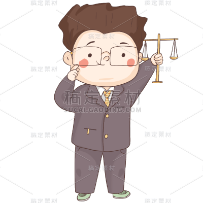 手绘-儿童职业体验人物插画-律师