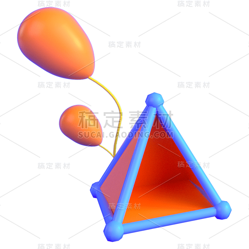 C4D学习场景贴纸三角锥