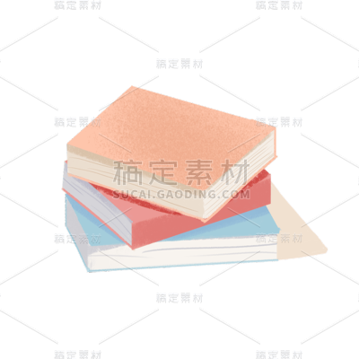 手绘风-学习用品贴纸-书本