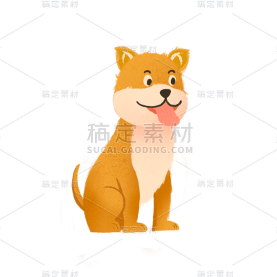 手绘风-动物插画-狗