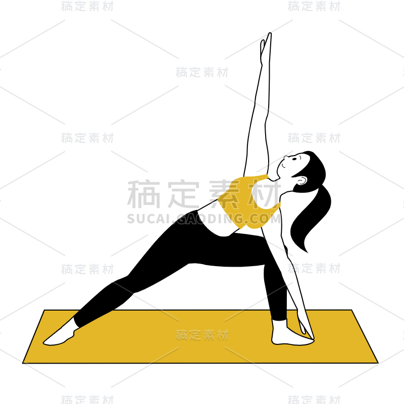 SVG-瑜伽人物描边元素贴纸