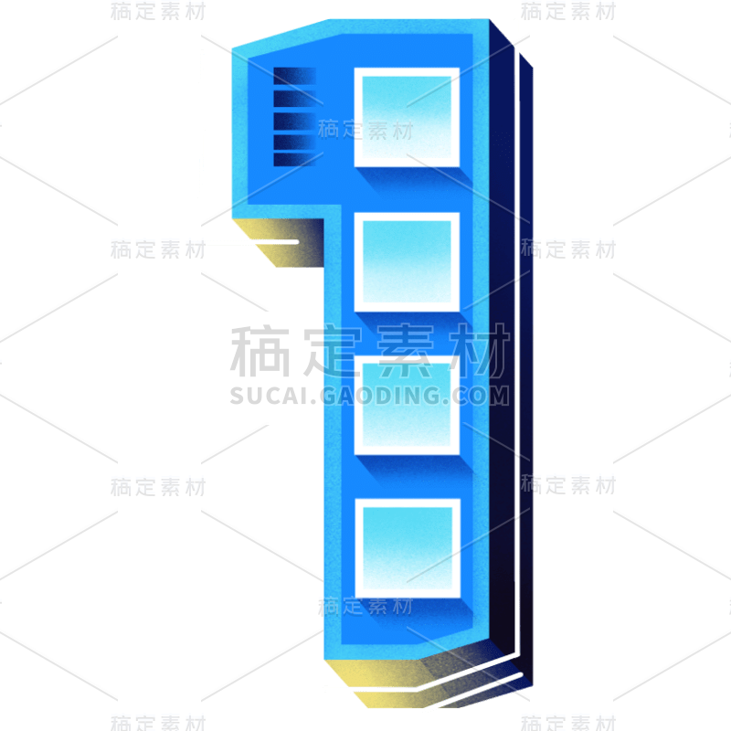 手绘-科技感数字贴纸-1