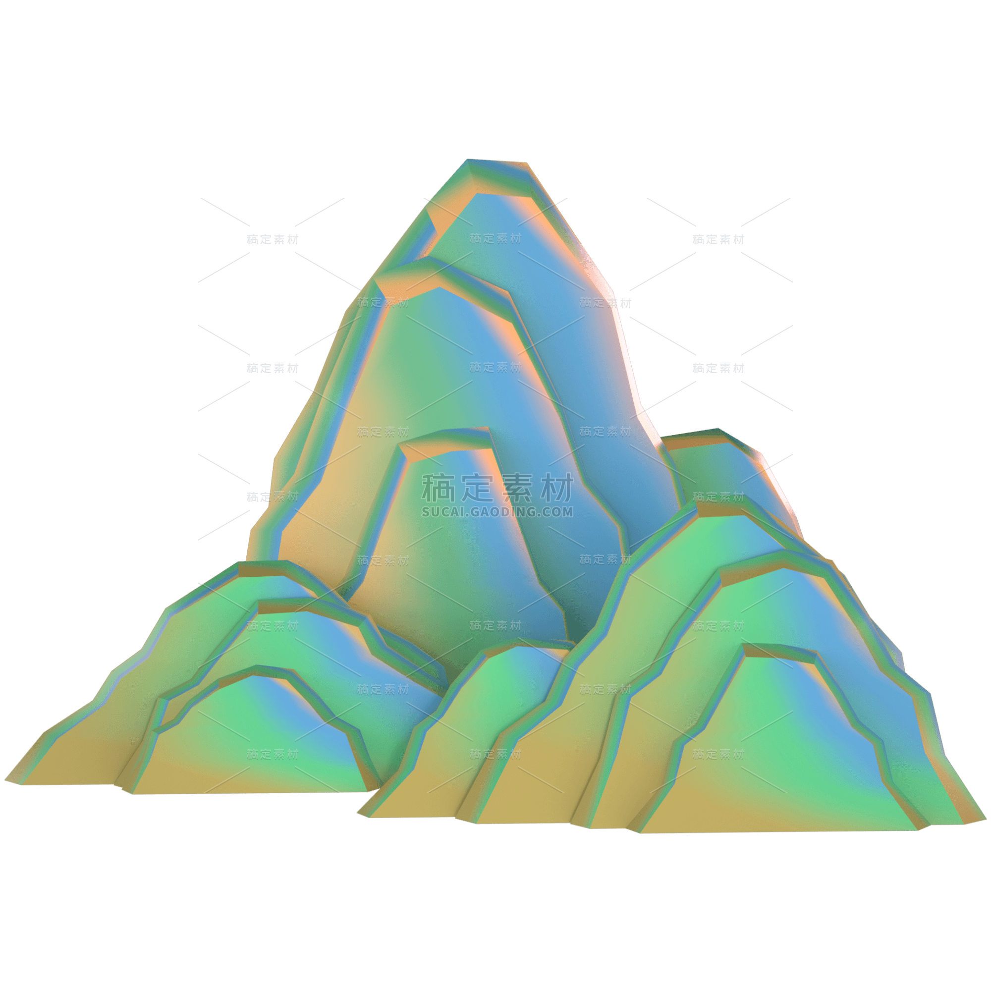 3D国潮-山峰渐变1