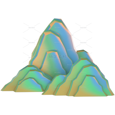 3D国潮-山峰渐变1