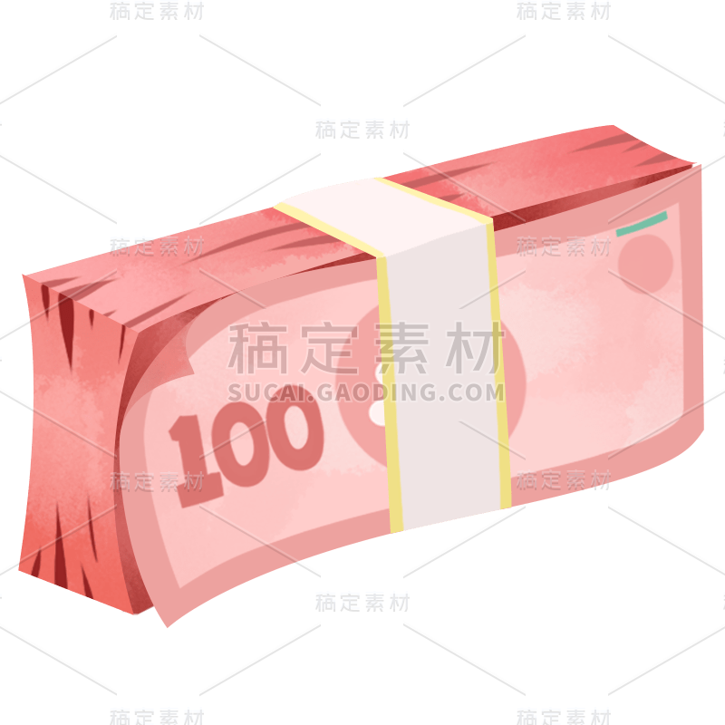 手绘-现金纸币金融理财元素贴纸4