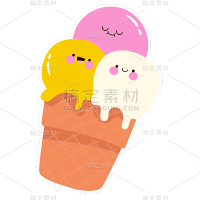 手绘-卡通风徽章贴纸-svg-冰淇淋2
