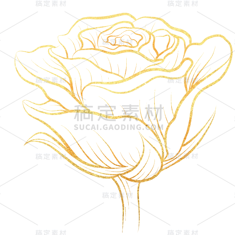 手绘-奢华金属花朵贴纸-玫瑰