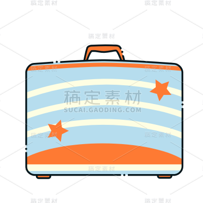 矢量-简笔画旅游元素-行李箱