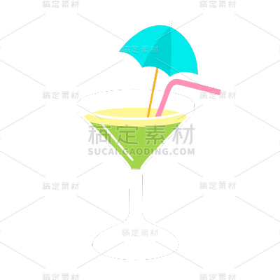 手绘-旅行元素贴纸套系-鸡尾酒