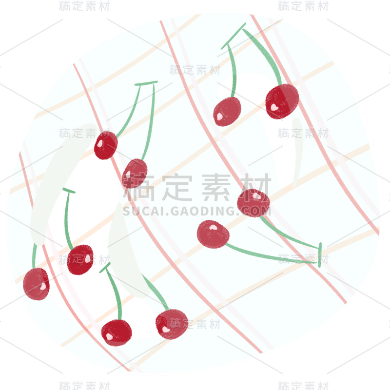 手绘-梦幻气泡贴纸-樱桃