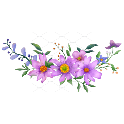 手绘小雏菊绿叶花朵元素