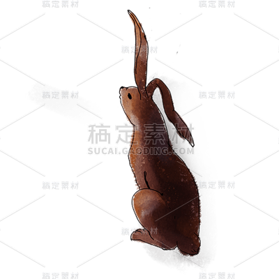 祝福水墨中国风贴纸拆解图-兔子