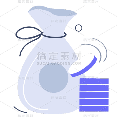 手绘-金融理财贴纸套系-钱袋