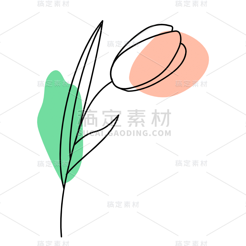 手绘-简笔画花卉植物元素-SVG9