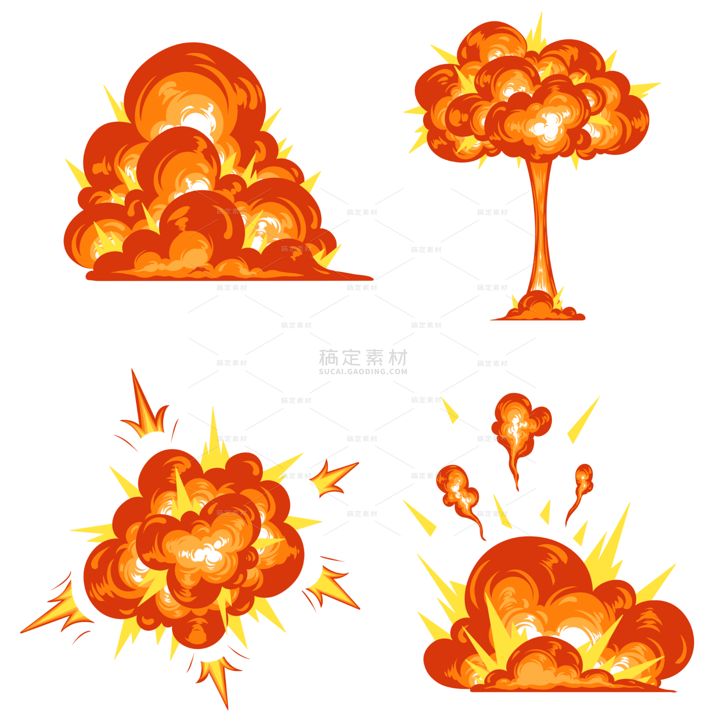 橙色爆炸蘑菇云卡通元素9
