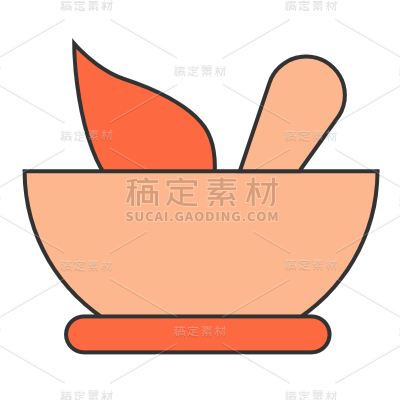 手绘面膜碗插画元素