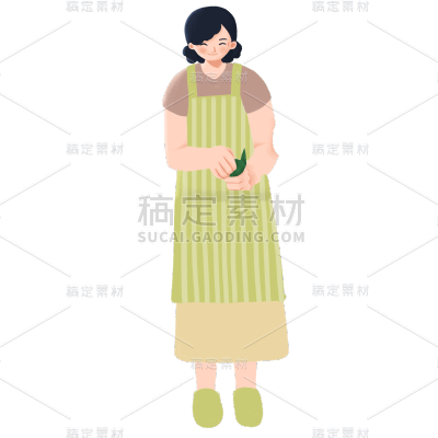 温馨家庭场景元素贴纸-包粽子