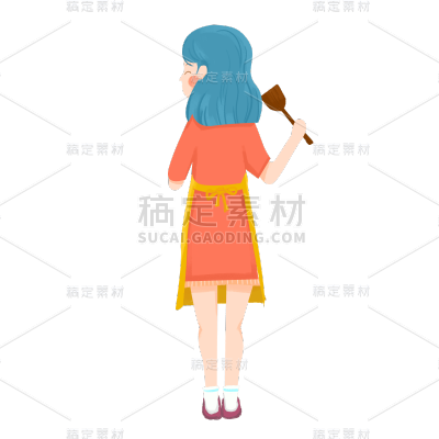 手绘风-人物插画贴纸-妈妈