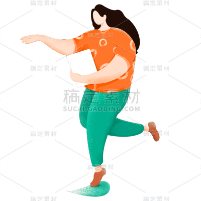 手绘-人物元素-走路