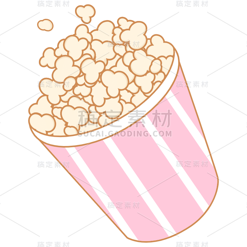手绘-可爱粉色系美食贴纸-爆米花