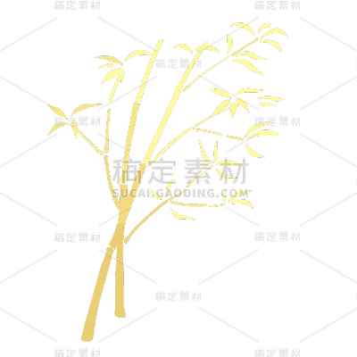 矢量风金色竹子竹叶植物元素贴纸8
