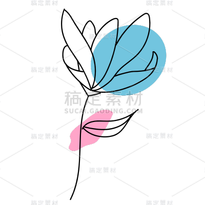 手绘-简笔画花卉植物元素-SVG7