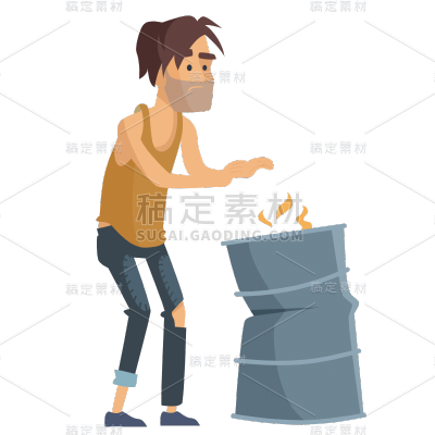 扁平风-贫困人物元素