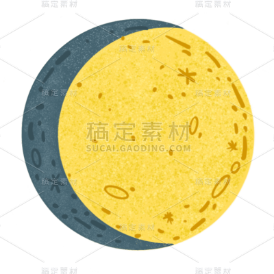 手绘-月食天文元素贴纸6