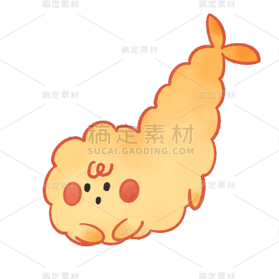 手绘-卡通风美食元素贴纸-天妇罗