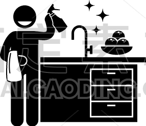 cleaning kitchen