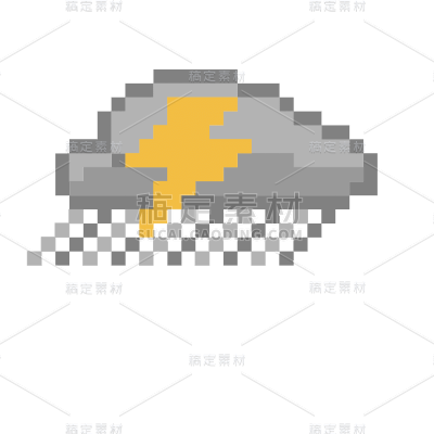 手绘-像素风贴纸套系SVG-雷阵雨