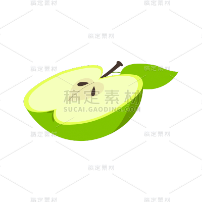 矢量-水果切面元素-苹果