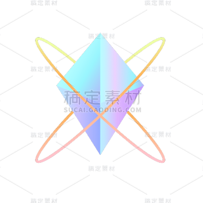 3D-渐变立体几何元素-菱形