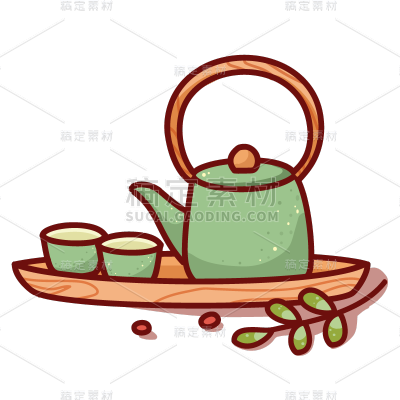 手绘冬至饺子元素主题-茶具