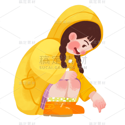 手绘风-人物贴纸-女孩