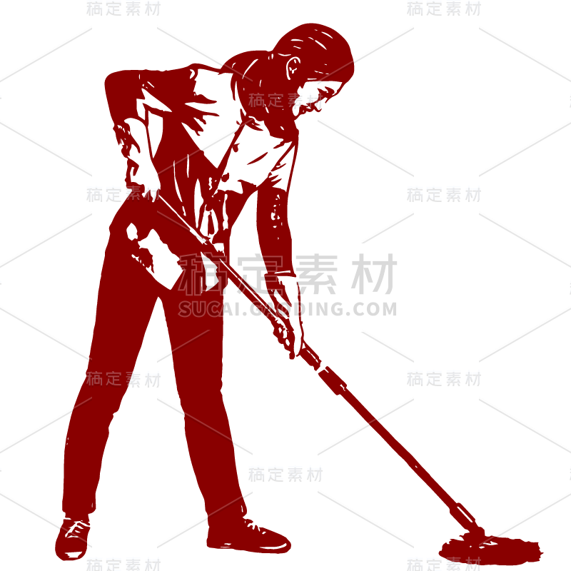 SVG-版画风人物元素贴纸-拖地