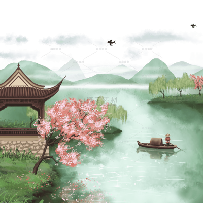 中国风-小桥流水场景