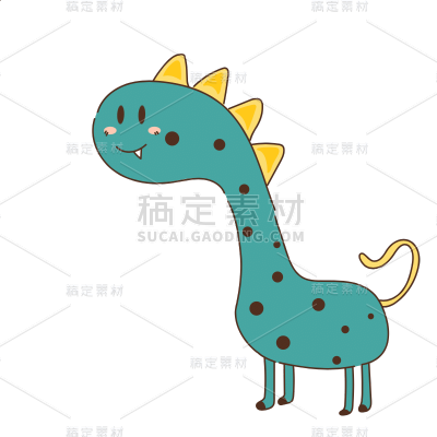 手绘-扁平撞色夸张恐龙动物元素4