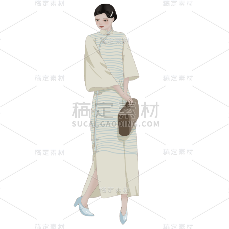 手绘-民国女性人物插画10