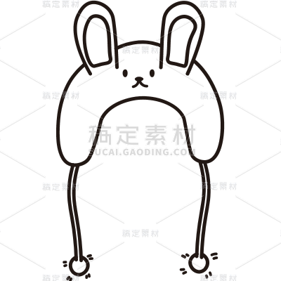 手绘-卡通风穿搭贴纸SVG-兔耳帽子