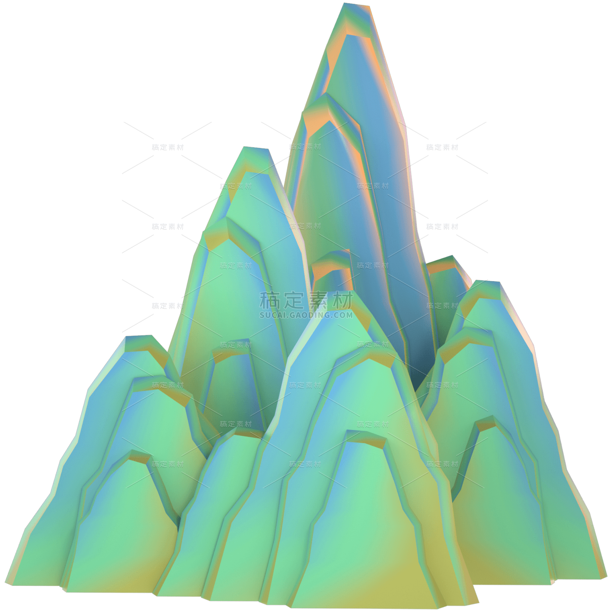 3D国潮-山峰渐变7