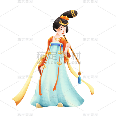 手绘-手绘汉服少女贴纸