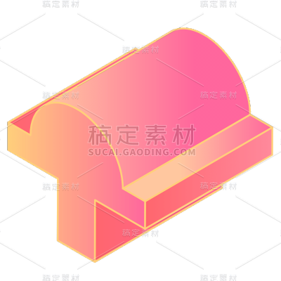 手绘-渐变立体几何贴纸-SVG-