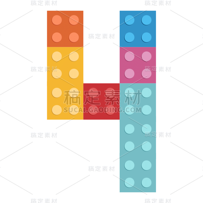 扁平卡通乐高数字装饰元素-4