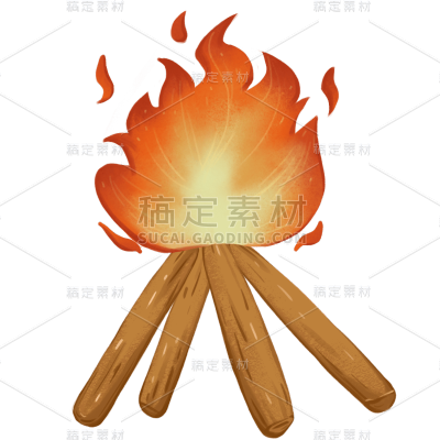 手绘-冬天元素-火