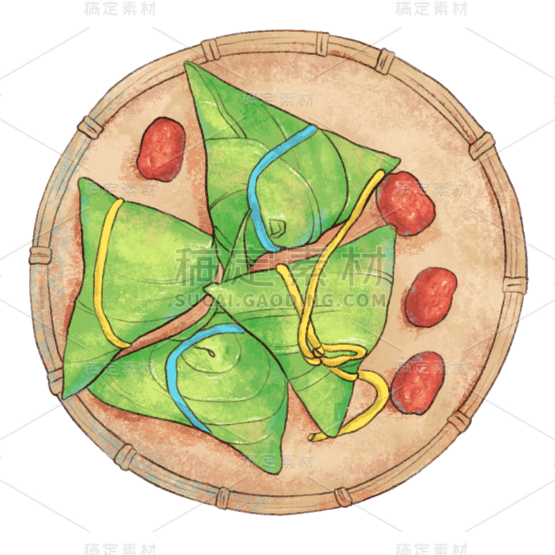 手绘-季节/节日/植物元素贴纸-粽子