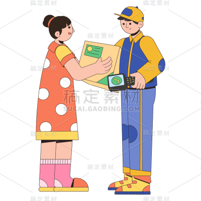 扁平风-人物插画-快递员