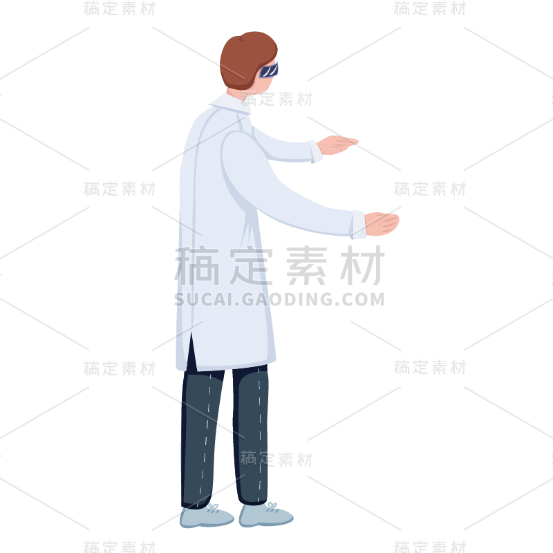 手绘风-智能机器人贴纸科学家-SVG