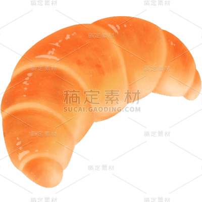 手绘-清新ins风美食元素贴纸-可颂